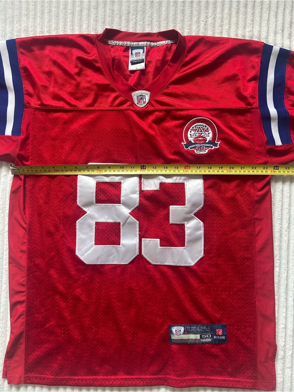 Vintage Reebok NFL Patriots Wes Walker NFL 50th Anniversary Jersey Size 50 - Picture 7 of 11